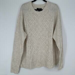 Treasure & Bond Cable Knit Crewneck Sweater Oatmeal Mens Fall 2XL